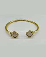 Twins Clover Tales Bangle Bracelet (White) - Palazzo Couture Online