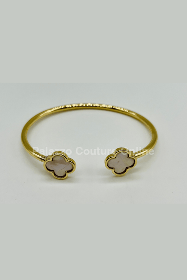 Twins Clover Tales Bangle Bracelet (White) - Palazzo Couture Online