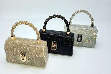 Twist Glam Rhinestones Clutch (Silver) - Palazzo Couture Online