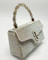 Twist Glam Rhinestones Clutch (Silver) - Palazzo Couture Online