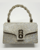 Twist Glam Rhinestones Clutch (Silver) - Palazzo Couture Online