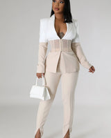 Two Piece Pant Set – First Class Pant Set front view showing complete two piece pant set