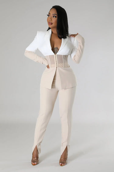 Elegant First Class matching two piece pant set styled for going out