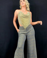 Under Stars Wide Palazzo Pants (Charcoal Gold) - view 2