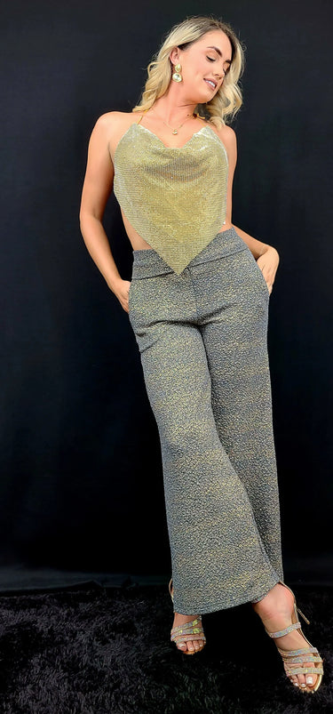 Under Stars Wide Palazzo Pants (Charcoal Gold) - view 5