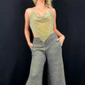 Under Stars Wide Palazzo Pants (Charcoal Gold) - front view