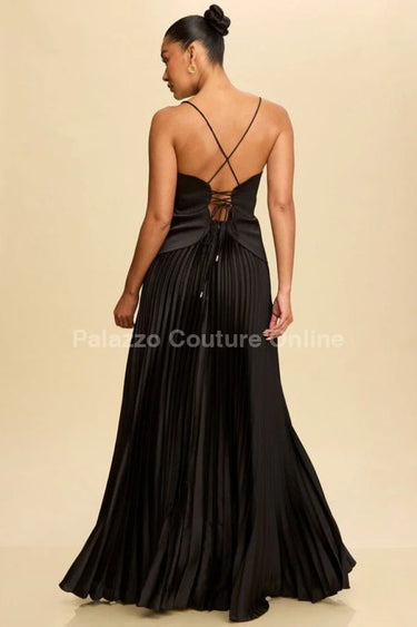 Unforgettable Moments Maxi Dress (Black) close up detail of elegant design and fabric