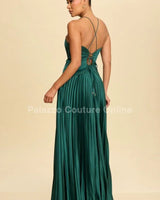 Unforgettable Moments Maxi Dress (Hunter Green) close up detail of elegant design and fabric