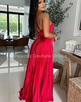 Unforgettable Moments Maxi Dress (Red) close up detail of elegant design and fabric