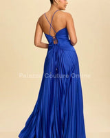 Unforgettable Moments Maxi Dress (Royal Blue) close up detail of elegant design and fabric