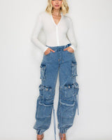 Urban washed denim joggers with cargo pockets – relaxed fit streetwear pants