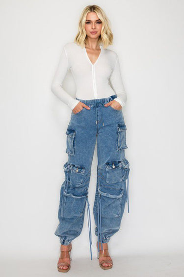 Urban washed denim joggers with cargo pockets – relaxed fit streetwear pants