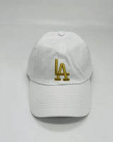 White Baseball Cap with Gold Embroidery – Urban Elite - front view