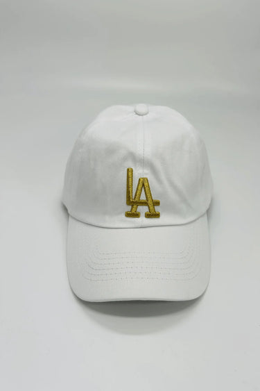 White Baseball Cap with Gold Embroidery – Urban Elite - front view