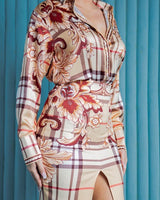 Urban Floral Plaid Skirt Set – floral print and plaid fabric detail