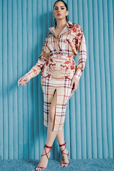 Urban Floral Plaid Skirt Set