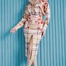 Urban Floral Plaid Skirt Set – Modern Elegance with Floral Flair front view showing complete two piece skirt set