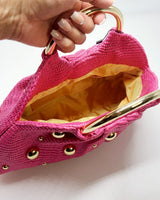 Soft woven tote bag – Vacation Mode Fuchsia Woven Tote statement bag