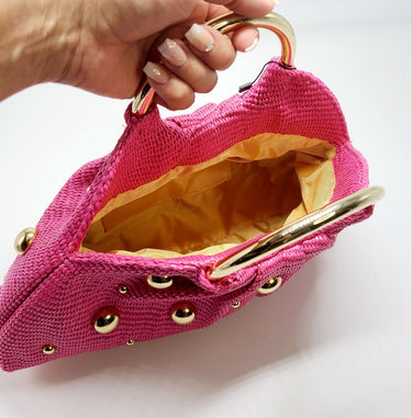 Soft woven tote bag – Vacation Mode Fuchsia Woven Tote statement bag