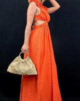 Vacation Mode tote bag ivory woven straw with circular handles