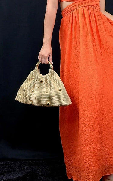 Soft woven tote bag ivory – straw texture travel bag