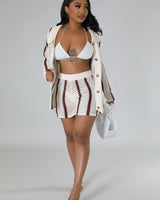 Vacation Mood Crochet Short Set – Brown Knit Two-Piece Outfit - stylish beach and pool outfit