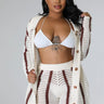 Vacation Mood Crochet Short Set – Brown Knit Two-Piece Outfit for women - beach cover up by Palazzo Couture