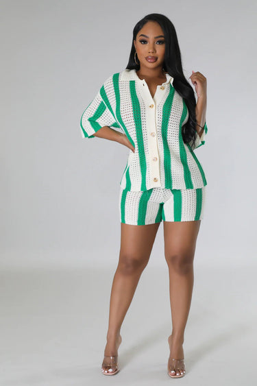 Vacation Mood Shorts Set (Green) - Palazzo Couture Online