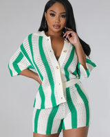 Vacation Mood Shorts Set (Green) - Palazzo Couture Online