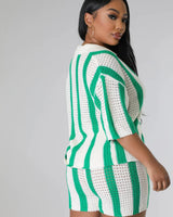 Vacation Mood  Shorts Set (Green) - tropical resort outfit for women