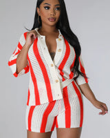 Vacation Mood Shorts Set (Orange) - Palazzo Couture Online