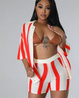 Vacation Mood Shorts Set (Orange) - Palazzo Couture Online