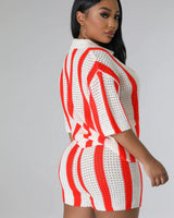 Vacation Mood  Shorts Set (Orange) - chic beach wear by Palazzo Couture