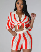 Vacation Mood  Shorts Set (Orange) - stylish beach and pool outfit