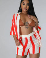 Vacation Mood  Shorts Set (Orange) for women - beach cover up by Palazzo Couture
