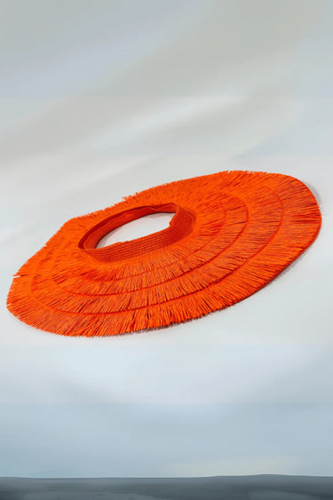Fringe Straw Sun Hat in Orange – Vacation Vibes Style - front view