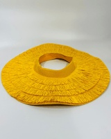 Yellow straw sun hat with wide fringe brim