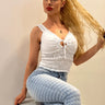 white cotton smocked top front view