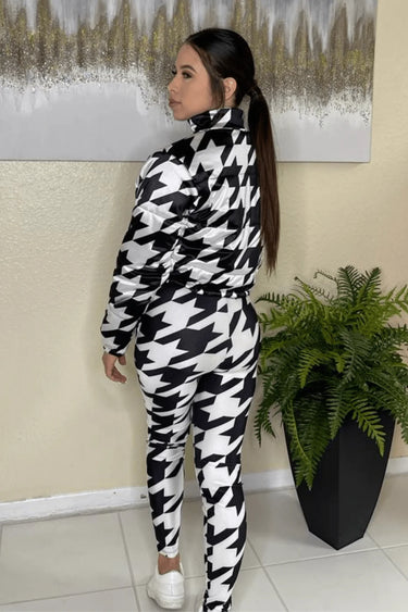 Vail Tours Houndstooth Pant Set with Stretch Fit side view showing pants silhouette and fit