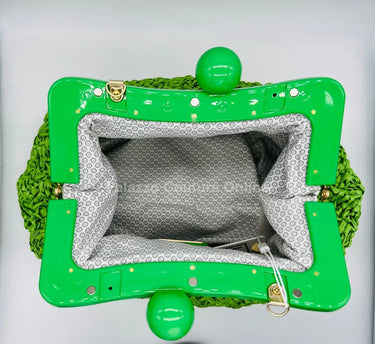 Vane Straw Vintage handbag (Green) - Palazzo Couture Online