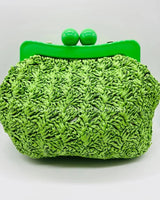 Vane Straw Vintage handbag (Green) - women's evening clutch