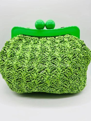 Vane Straw Vintage handbag (Green) - women's evening clutch