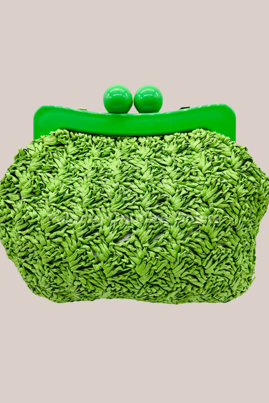 Vane Straw Vintage Handbag (Green) Green Hand Bag