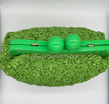 Vane Straw Vintage Handbag (Green) Hand Bag