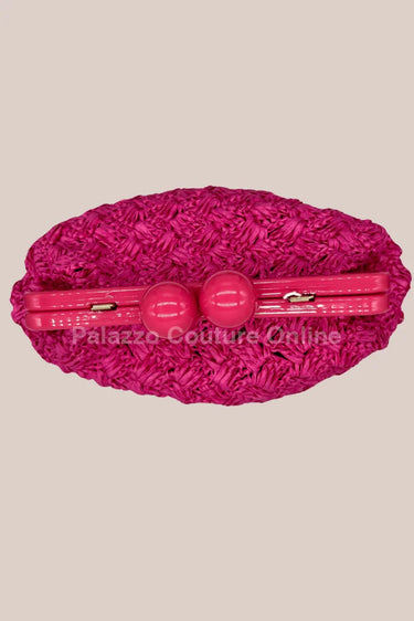Vane Straw Vintage handbag (Hot Pink) - women's evening clutch