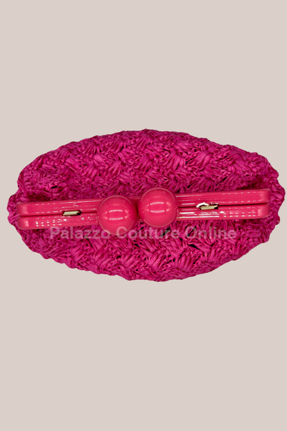 Vane Straw Vintage Handbag (Hot Pink) Hand Bag