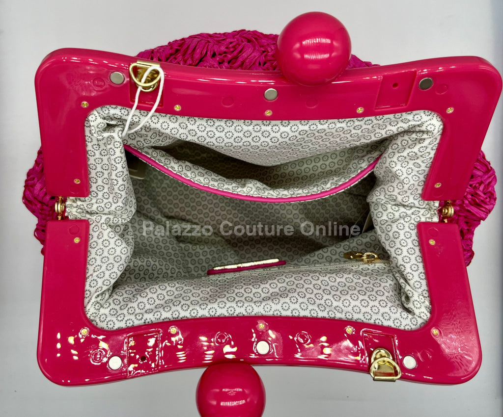 Vane Straw Vintage Handbag (Hot Pink) Hand Bag