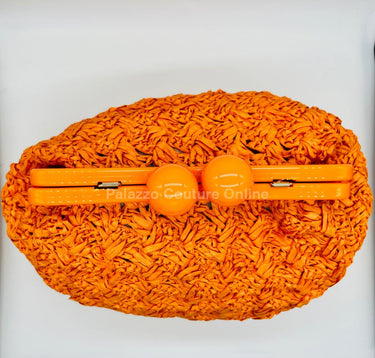 Vane Straw Vintage handbag (Orange) - Palazzo Couture Online