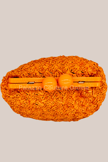 Vane Straw Vintage handbag (Orange) - Palazzo Couture Online