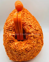 Vane Straw Vintage handbag (Orange) - chic clutch by Palazzo Couture